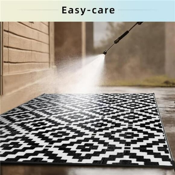 Outdoor Rug 5x8 Waterproof Reversible Patio Mat RV Camping Deck Beach Carpet - Picture 4 of 7